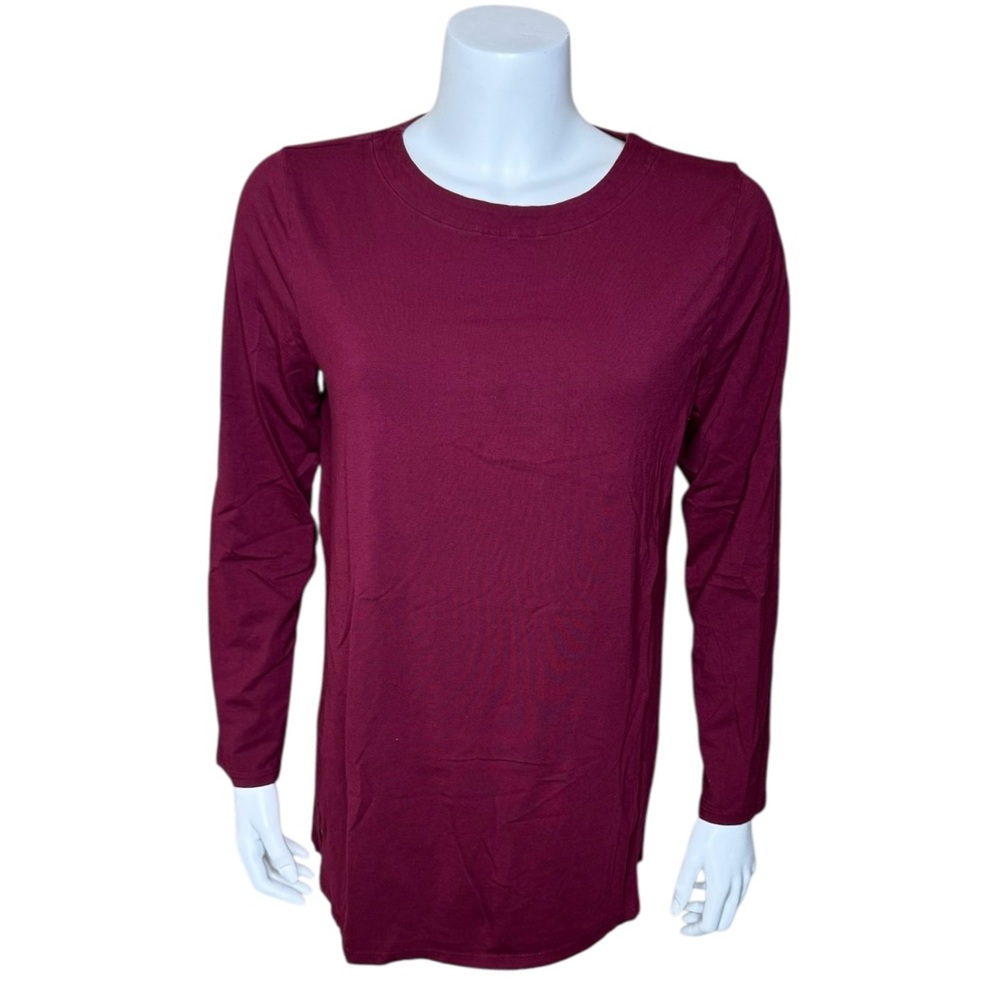 J Jill Luxe Supima Forward-Seam Tunic Top M Pullover Tunic Length Maroon Purple